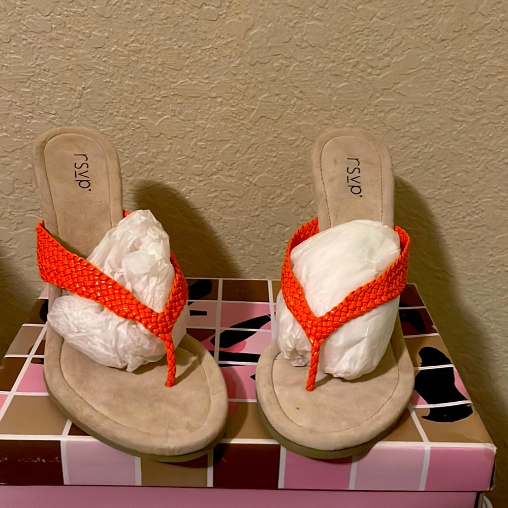 Braided Heeled Thong Sandals, Size 10, brand new, never worn